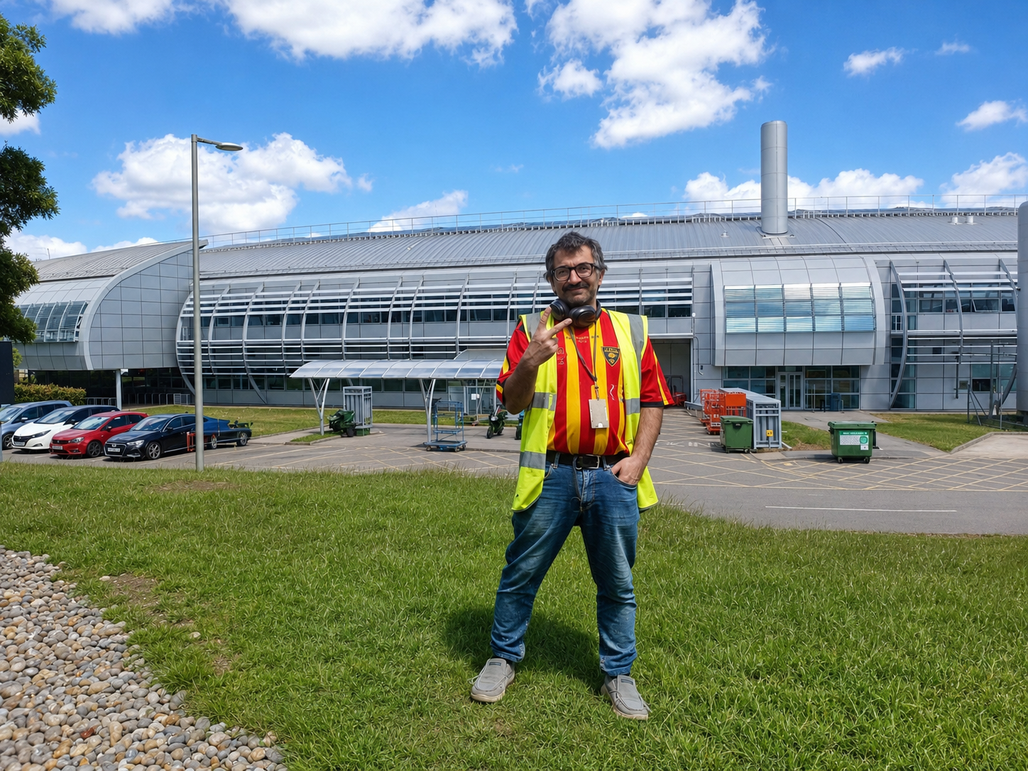 Carmelo Rizzo all'Harwell Campus con Diamond Light Source sullo sfondo